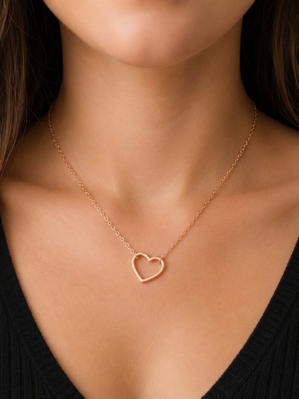 Dainty Rose Gold S925‎ Heart Pendant Necklace With Gift Box